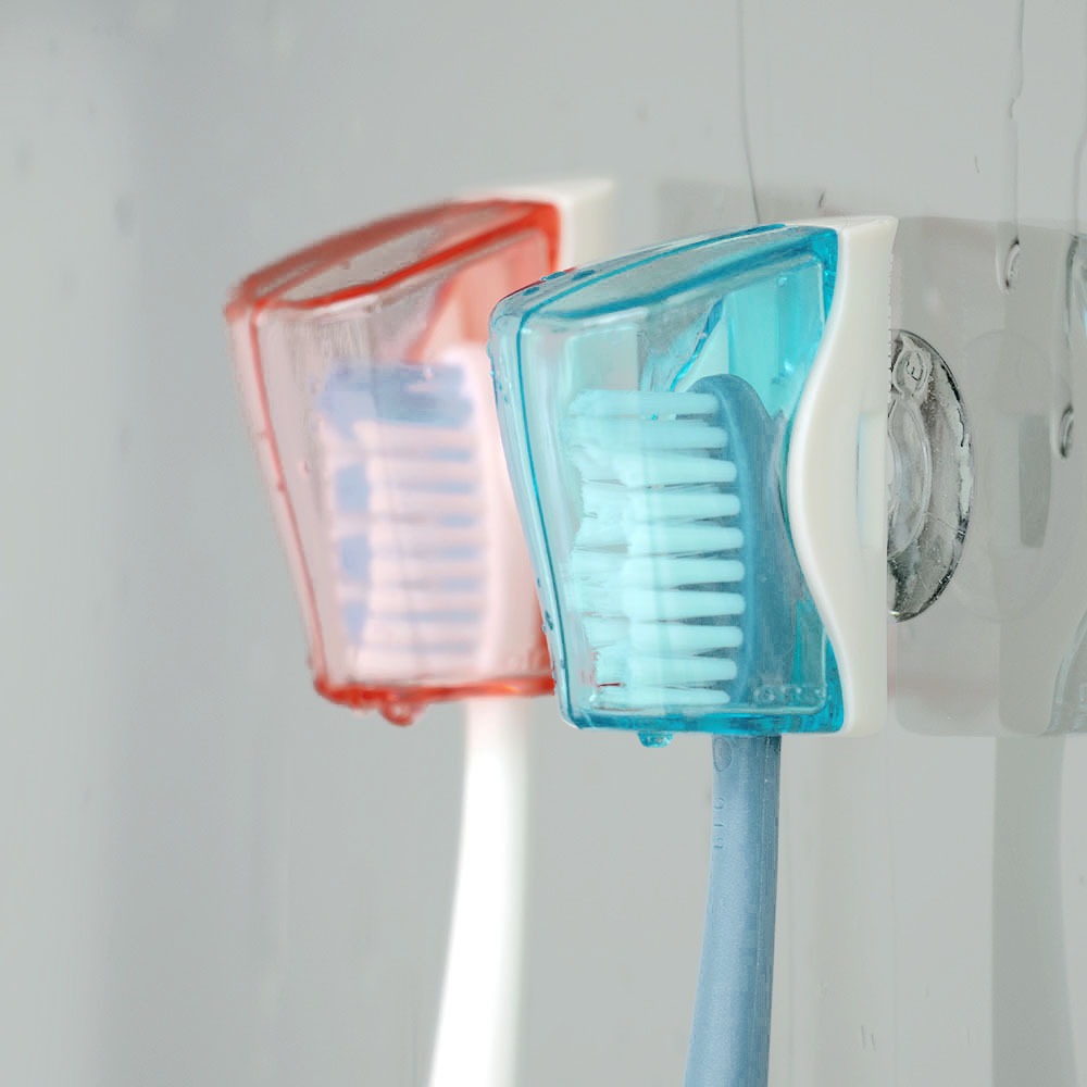 觸動式開關牙刷架(粉+藍)