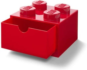 桌上型4格抽屜收納箱-紅色