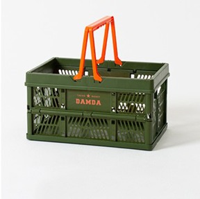 【韓國DAMDA】 摺疊購物籃(大)-軍綠色