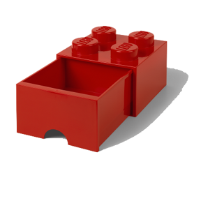 4格抽屜收納箱-紅色