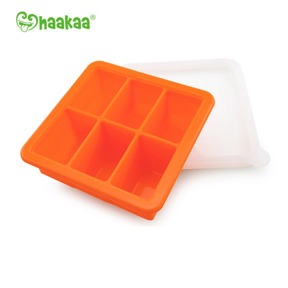 6格矽膠副食品分裝盒 - 橘色