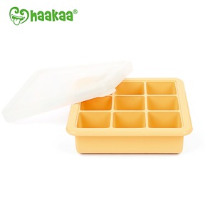 9格矽膠副食品分裝盒 - 黃色