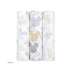 Aden+anais迪士尼經典款包巾(3入)-歡樂米奇(120x120公分)