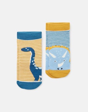 BABY-亮黃恐龍襪子兩件組