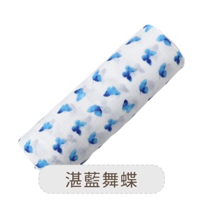 美國 Malabar baby 湛藍舞蝶-有機棉包巾(1入)