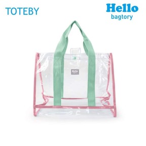 Hello Toteby 透明手挽袋-草莓x馬卡龍綠