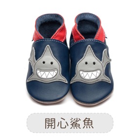 英國inch blue 真皮手工寶寶鞋-開心鯊魚/ XL (18-24m)