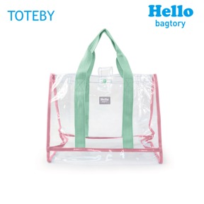 Hello Toteby 透明手挽袋-草莓x馬卡龍綠