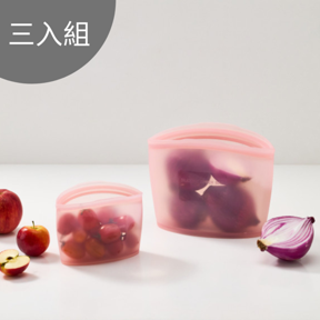 【韓國SILIPOT】矽膠夾鏈袋三入組(L+M+S各一)-蜜桃粉